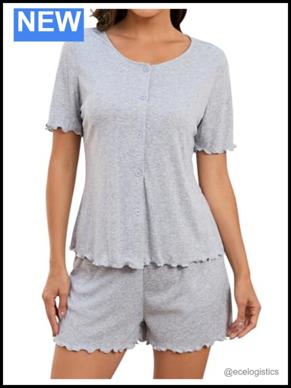 2 Piece Pajama Set Button Down Short Sleeve Top & Shorts Sleepwear Lounge Set